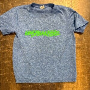 Kids' Heather Blue 'UNSPEAKABLE' Graphic Tee with Neon Green Script